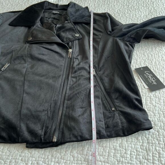 ✨ CoffeeShop New York Black Velvet Moto Jacket XL NWT - Picture 12 of 12